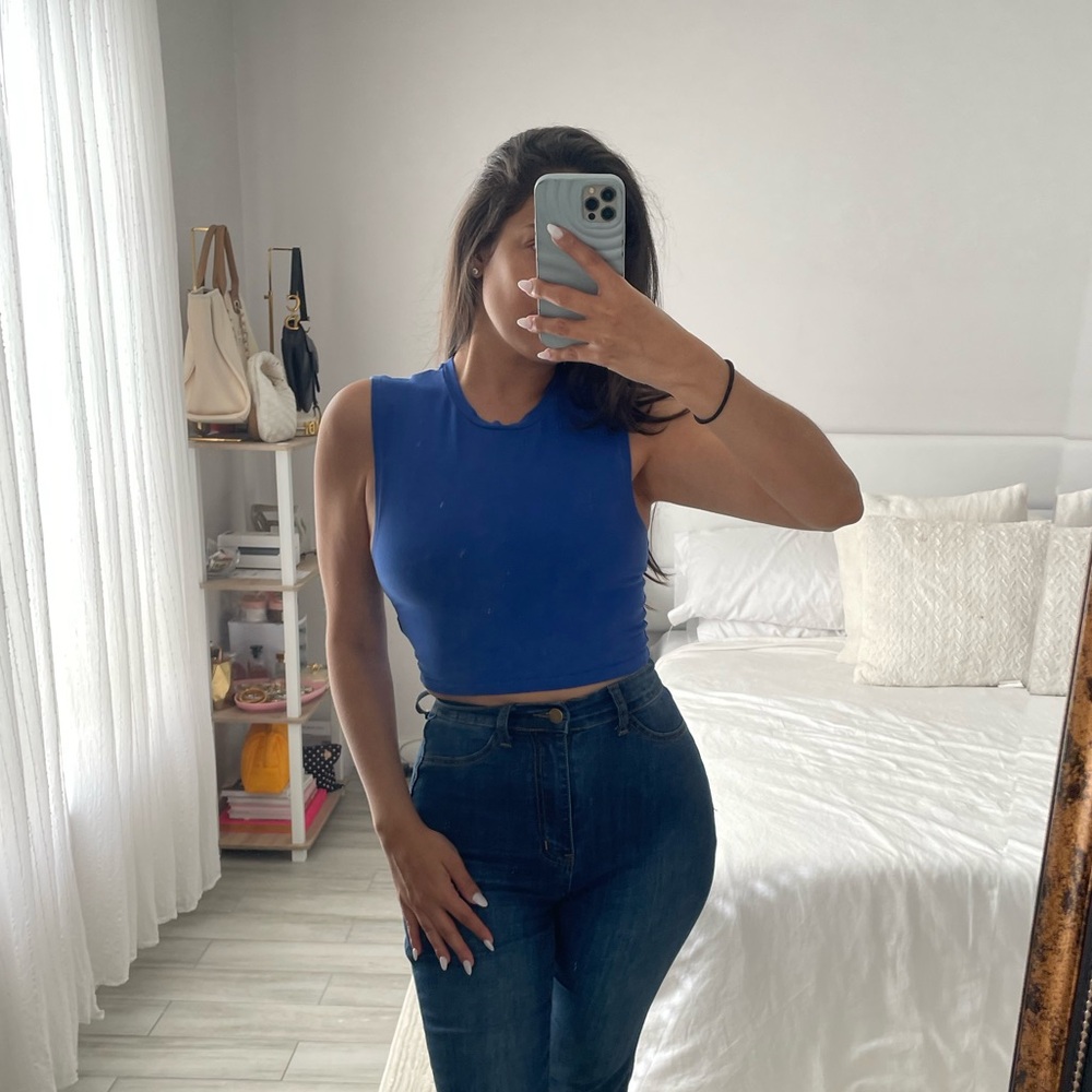 ZARA Royal Blue Muscle Crop Top